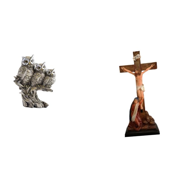 Figuras de búho,Figuras de búho,animales artificiales,artesanías,decoración del hogar,Estatua católica,Estatua de la Virgen María Figura Colección Religiosa,Figura de la cruz de Jesús