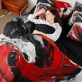 thumbnail image 4 of Feelyou Artwork Geometric Twin Bedding Sets 7-Piece for Adult, Retro Oil Printing Bedding Comforter Set, Black Red Abstract Reversible Sheet Sets, Luxury Bedroom Decor, 4 of 7