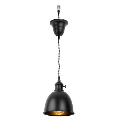 

KAYYELAMP Hanging Light Vintage Design Black Base with Switch Black Metal Shade E26 Connection Pendant Lamp Replacement Downlight for Kitchen Dining Table Loft(No Bulb)