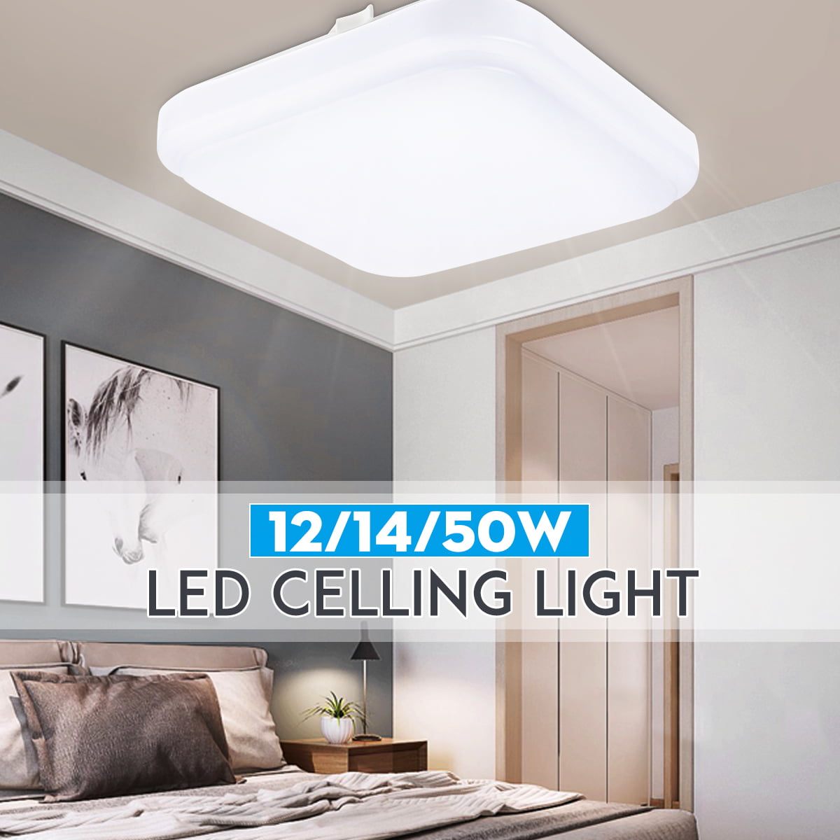 12/24 W Square LED Ceiling Light Flush Mount Home Kitchen Fixture Lamp Light US 