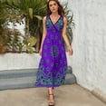 thumbnail image 3 of Classic Paisley Bandana, Purple And Green Dress Fashion Boho Beach Long Dresses Female Party Printed Maxi Dress, 3 of 9