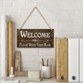 thumbnail image 2 of Welcome Please Wear Your Mask Hanging Wood Plaque Door Wall Rustic Wooden Autumn Porch Sign For Front Door Home Living Room Garden Harvest Thanksgiving 12" X 6", 2 of 7