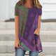 thumbnail image 5 of Tops Cortos para Mujeres Casual Impreso Delantero Corto Espalda Larga Manga Corta Raglan Cuello Redondo Superior, 5 of 5
