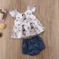 thumbnail image 2 of xiaxaixu Filles Ensemble Imprimé T-Shirt Point d'Onde Élastique Culottes Costume, 2 of 8