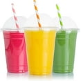 thumbnail image 1 of 100pcs Plastic Smoothie Cups with Dome Lids Smoothie Cup with Lids for Smoothies- Recyclable & Disposable Cups (100 Pack), 1 of 5