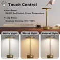 thumbnail image 3 of JONEMO 2 Pack Cordless Table Lamp, LED Rechargeable Table Light with 3 Temp Settings, Stepless Dimming, 5000mAh Battery, USB-C, Memory, Aluminum Alloy, for Home, Patio, Restaurant, Outdoor. Gold C108, 3 of 3