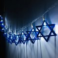 thumbnail image 1 of Cadena de luces LED para Hanukkah con forma de estrella de seis puntas y nueve candelabros, luces decorativas para el Festival judío de David, 1 of 6