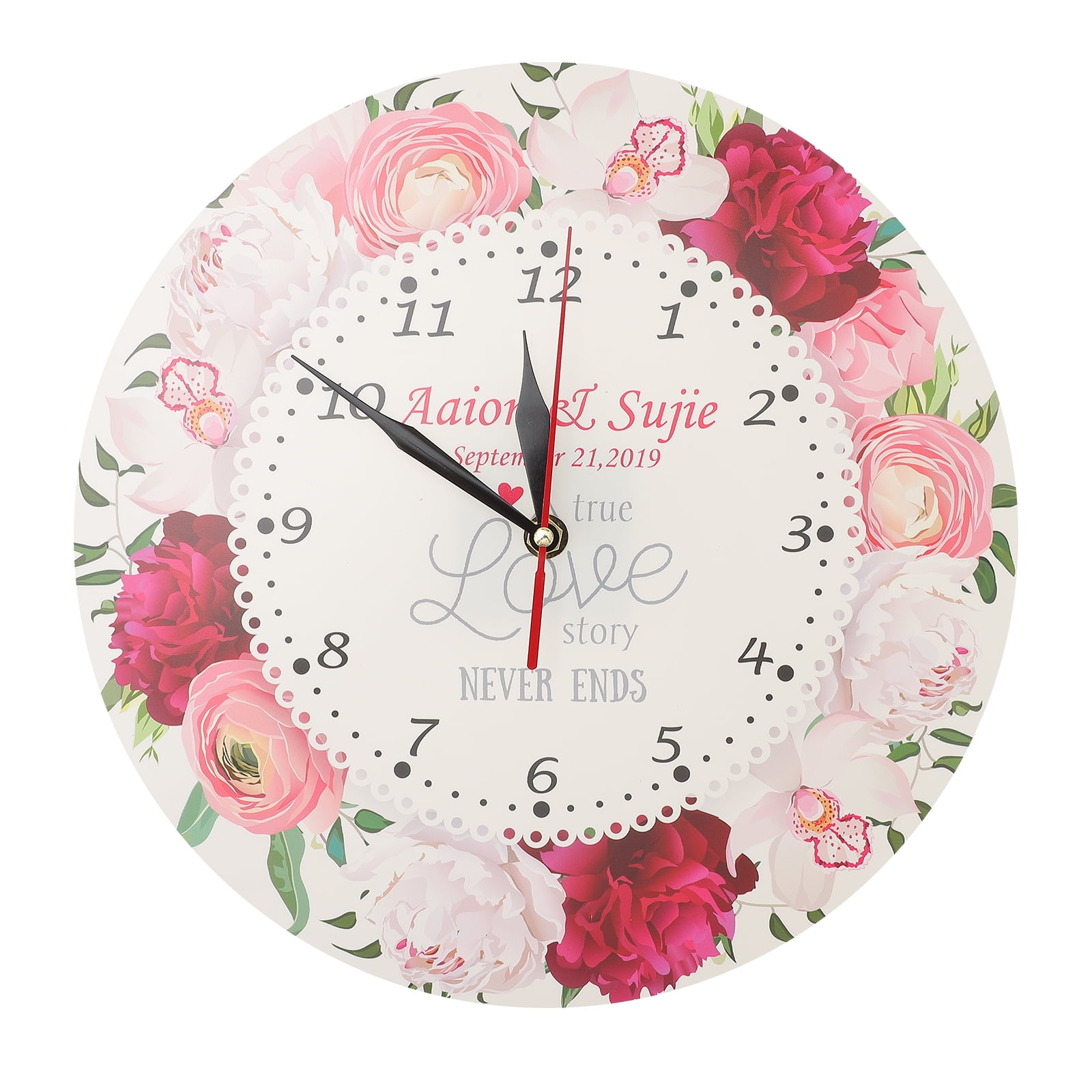 1PC Colorful Picture Wall Clock Fresh Flower Pattern Hanging Clock Modern Elegant Wall Clock Stylish Wall Decorative Clock Creat