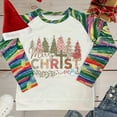 thumbnail image 3 of Christmas Sweatshirt for Women Long Sleeve Striped Pullover Casual Holiday Tops Xmas Tree Print Crewneck Shirt, 3 of 4