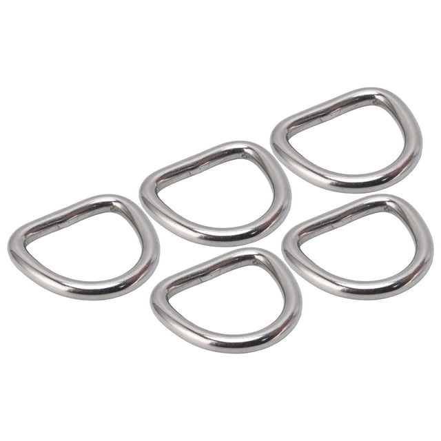 Marine-Grade 316 Stainless Steel Seamless D-Rings (5-Pack) - 6mm Thick, 33x30mm Inner Dimensions, Polished Surface for Rigging, Boating, Anchoring, Straps & Industrial Hardware