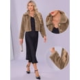 thumbnail image 2 of DARING DIVA Women's Faux Fur Cropped Snap Button Fluffy Jackets XS Khaki, 2 of 6