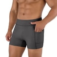 thumbnail image 2 of Men's High Waist Compression Athletic Shorts with Pockets, Breathable Tight Fit Gym Training 3 Inch Inseam Workout Bottoms for Running and Fitness, 2 of 6