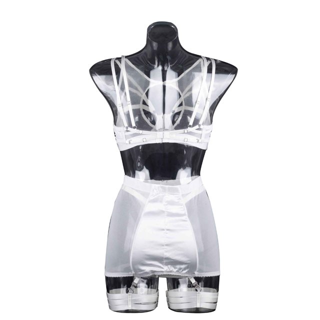 Conjunto De Sujetador Con Aros Transparente Ropa Interior De Perspectiva Sin Mangas Conjunto De Camisón Con Cordones En La Espalda Lencería De Liga 4 Pcs Sin Mangas ANGGREK Otros