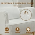 thumbnail image 4 of Modern Corduroy Accent Chair with Pillow, Upholstered Single Sofa Chair Armchair for Living Room Reading Room Bedroom Furniture, White, 4 of 10