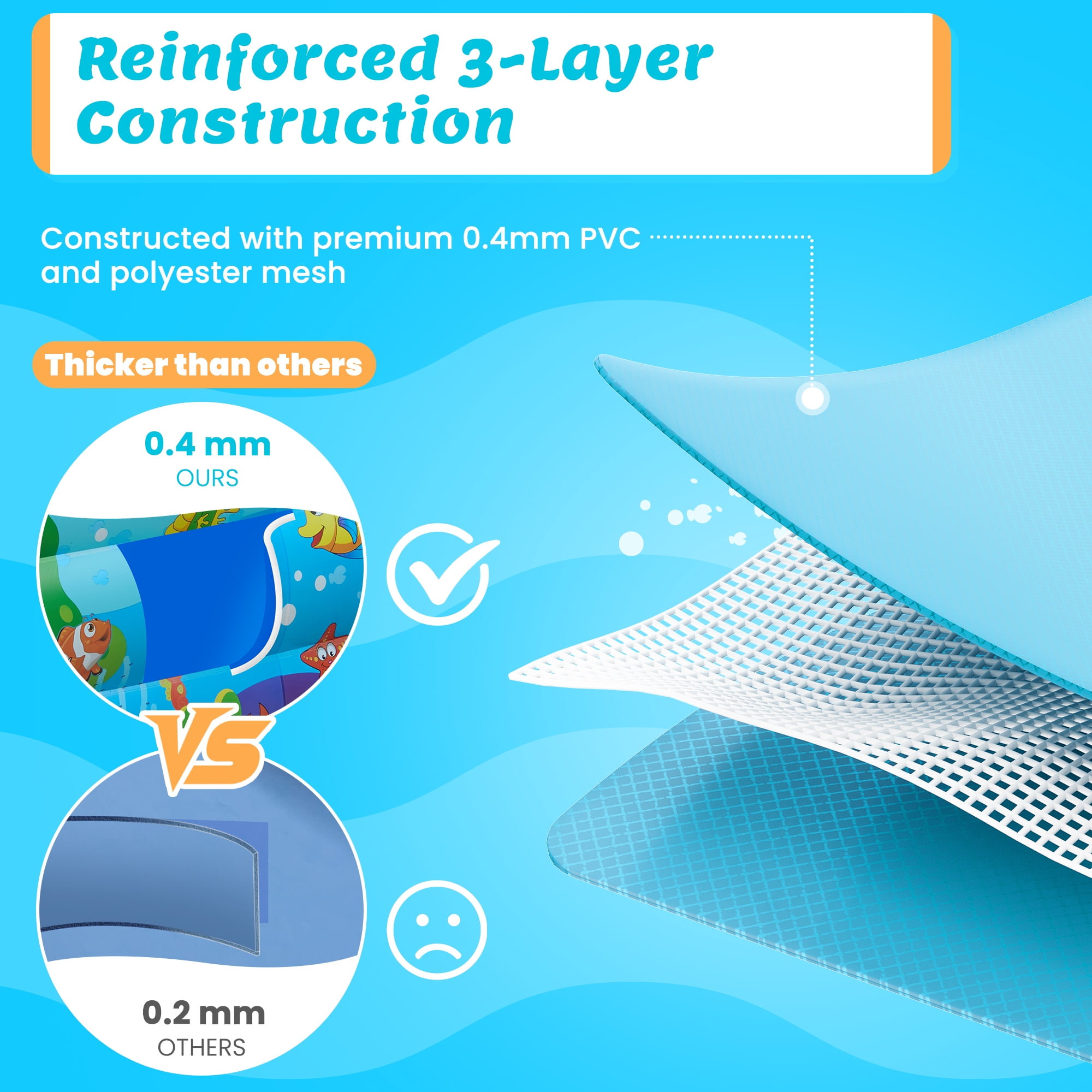 Naipo Inflatable Swimming Pool for Kids and Adults, 120"x72"x22" Oversized Thickened Family Swimming Pool for Toddlers, Outdoor, Garden, Backyard, Summer Water Party, Cartoon Patterns