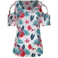 thumbnail image 3 of Blouse Décontractée pour Femmes Manches Courtes Mode Imprimée Col Rond T-Shirts Chemise, 3 of 8