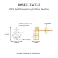 thumbnail image 5 of Rosec Jewels Solitaire Stud Earrings with Certified Moissanite for Women - 6 mm - D-VS1 Quality, 18K Yellow Gold, 5 of 6