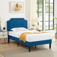 thumbnail image 5 of VECELO Upholstered Platform Bed with Height Adjustable Tufted Button Headboard/Mattress Foundation, Steel Frame, Strong Wood Slat Support, Twin, No Box Spring Needed,Blue, 5 of 7