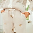 thumbnail image 2 of LYCY Womens Fuzzy Plush Pajama Set, Soft Warm Fleece Pajama for Women Cute Long Embroidered 2 Piece Sleepwears(Bear-khaki,Medium), 2 of 6