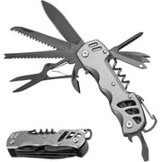 Swiss Style Pocket Knife, Multitool Folding Kinfe, Gift for Men Dad Daily Use, Outdoor, Camping, Hiking (Gray)