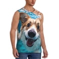 thumbnail image 2 of Balery Sea Swimming Corgi Camisetas sin mangas para hombre, absorbe la humedad y protege contra el mal olor.-X-Large, 2 of 7