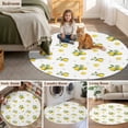 thumbnail image 6 of Summer Fruit Round Living Room Rugs 8 ft, Watercolor Yellow Lemon Rustic Flowers Farmhouse Washable Large Area Rug with Non-Slip Sturdy Edge Binding Round Carpet for Dining Room Kitchen Office, 6 of 9