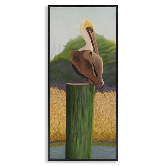 Stupell Industries Cottage Pelican with Blue Eyes Black Framed Giclee Art, 10 x 24, by Barbara Fallenbaum