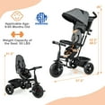 thumbnail image 7 of Amijoy 4-in-1 Kids' Tricycle Stroller, Toddler Push Bike with Adjustable Push Handle, Reversible Seat, Folding Canopy & Detachable Guardrail, 7 of 7