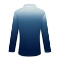 thumbnail image 6 of WTOBBY Women's Ombre Print Polo Shirt - Long Sleeve Casual V-Neck Zipper Detail Tops for Women, Spring Fall Fashion Comfort Stretch Gradient Design,Blue XL, 6 of 7