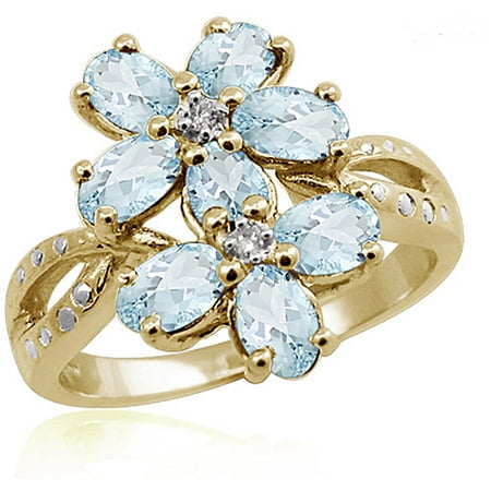 JewelersClub 1.76 Carat Aquamarine Gemstone and Accent White Diamond Ring