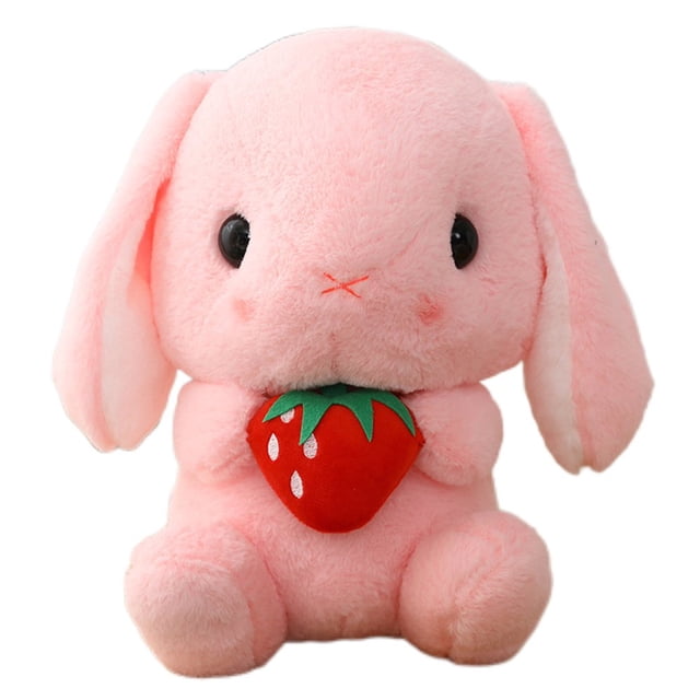 8.6”Rabbit Soft Toy,Sitting Lop Eared Rabbit Easter White Rabbit Stuffed Bunny Animal with Carrot Soft Lovely Realistic Long-Eared Standing Pink Plush Toys
