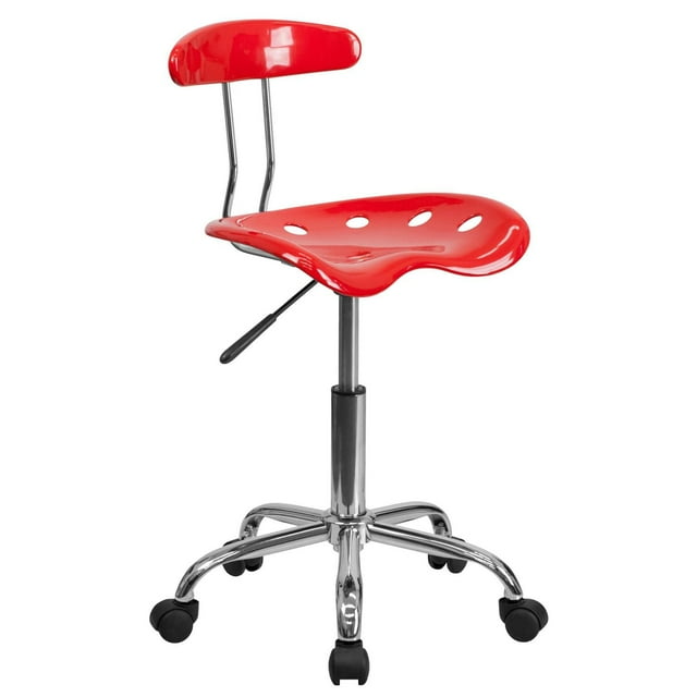 Vibrant Red and Chrome Swivel Task Chair with Tractor Seat
