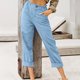 thumbnail image 1 of ICHUANYI Clearance Women Casual Color Pockets Buttons Elastic Waist Comfortable Straight Pants(Sky Blue, XXL) ICHUANYI WER2023080914527, 1 of 4