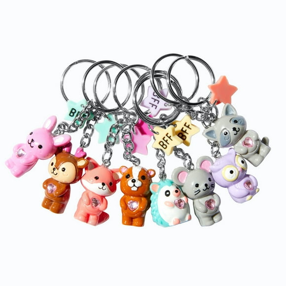 Claire's Girls Woodland Animals Best Friends Keychains, Keyring Set, Cute Gift, 8 Pack, 74635