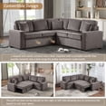 thumbnail image 3 of Aukfa Sectional Sleeper Sofa with Pull Out Bed, L Shaped Sectional Couch, Convertible Modular Sectional Sofa for Living Room, Dark Brown, 3 of 8