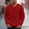 thumbnail image 2 of Mens Long Sleeve Waffle Office Thermal Pullover V Neck Breathable Textured Knit T-Shirt, Regular Fit Soft Stretch Tee Solid Color Fashion Casual TShirts for Travel, Big & Tall, 2 of 9