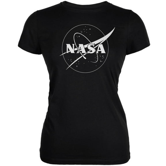 NASA Outline Logo Black Juniors Soft T-Shirt - 2X-Large