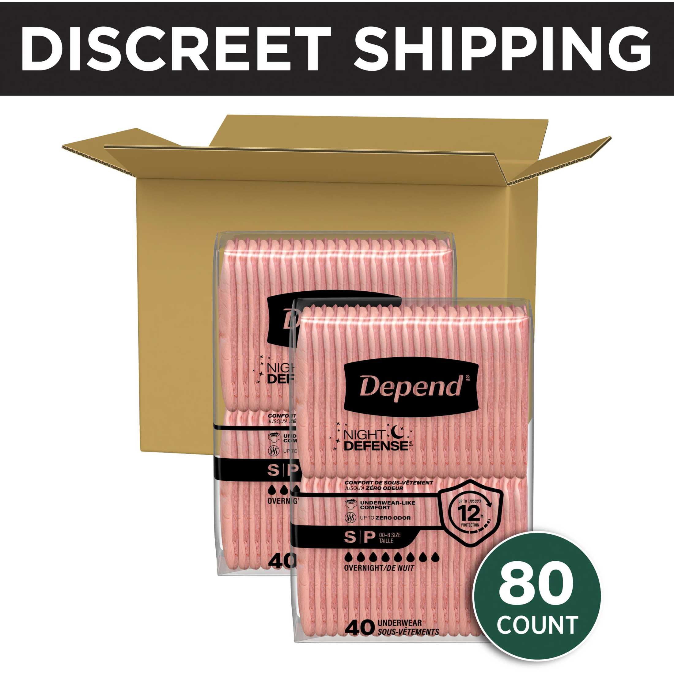 Depend Night Defense Incontinence Underwear for Women, Adult Diapers, S, 80 Count