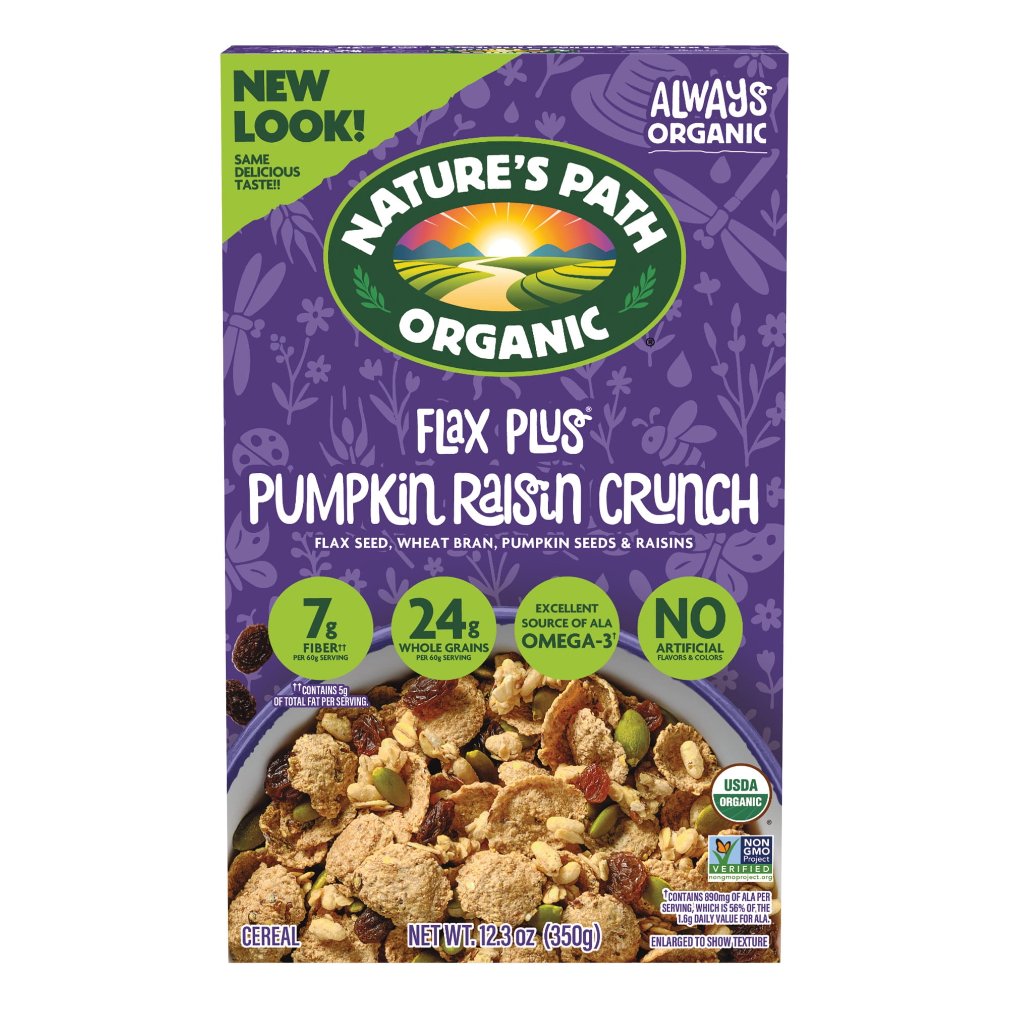 (3 pack) Nature's Path Organic Breakfast Cereal, Flax Plus Pumpkin Raisin Crunch, 12.3oz Box
