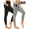 thumbnail image 1 of MANIFIQUE 2 Pack High Waist Yoga Pants with Pockets Leggings for Women Tummy Control Running Workout Tights, 1 of 6