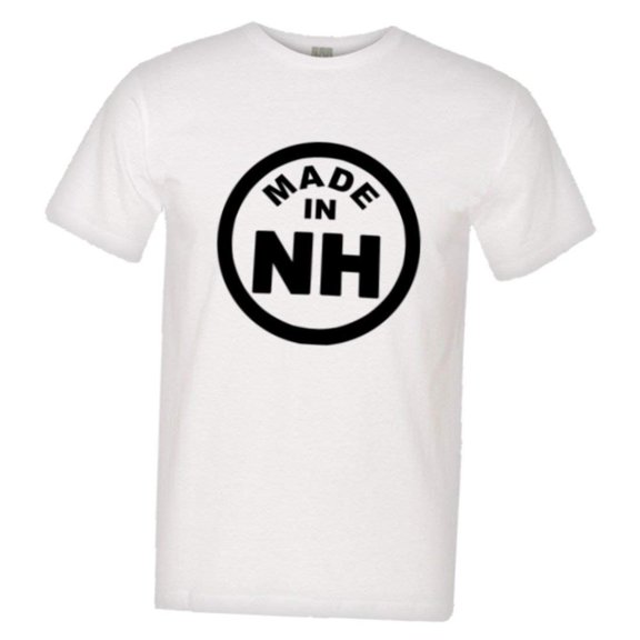 PleaseMeTees™ Mens Born Made In New Hampshire NH Logo Label HQ Tee