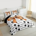 thumbnail image 3 of jejeloiu Orange Bow Knot Full Size Comforter Sets,Basketball Sport Bedding Sets Ball Gamer Reversible 3pcs, 3 of 8