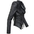 thumbnail image 6 of IROINNID Women's Faux Leather Jacket Savings Long Sleeve Peak Lapel Casual Biker Zip Up Jacket,Black, 6 of 7