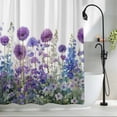thumbnail image 2 of Watercolor Floral Shower Curtain Set, Waterproof Shower Curtains for Bathroom, Spring Garden Onion Flowers Lavender Plants Washable Fabric Bath Curtain for Bathtub Decoration with Hooks 54x78 Inches, 2 of 9