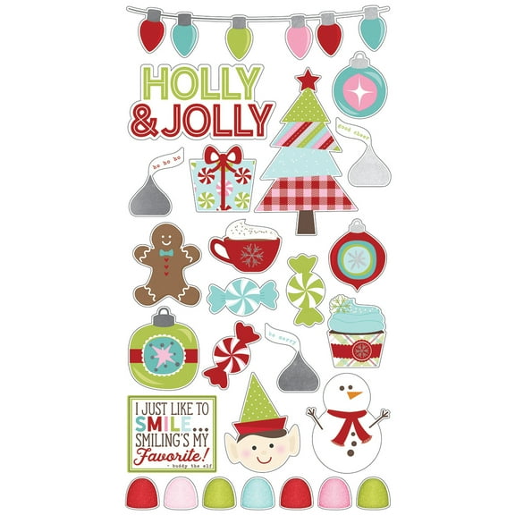 Mistletoe Kisses Chipboard Stickers 6"X12"-