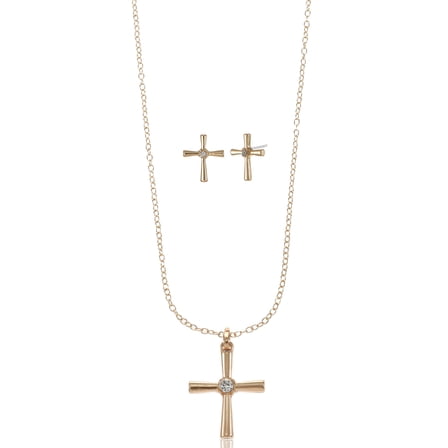 Way to Celebrate Easter Gold Cross Earring and Necklace Set