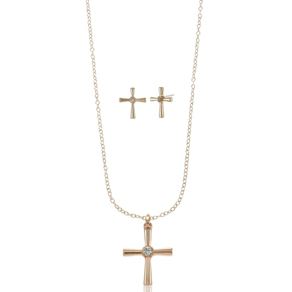 Way to Celebrate Easter Gold Cross Earring and Necklace Set