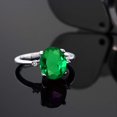 thumbnail image 4 of Gem Stone King 2.18 Ct Oval Green Nano Emerald White Diamond 925 Sterling Silver Ring, 4 of 4