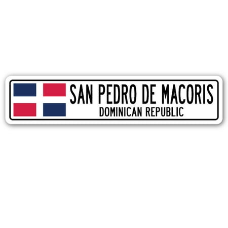 SAN PEDRO DE MACORIS, DOMINICAN REPUBLIC Street Sign Dominican flag city