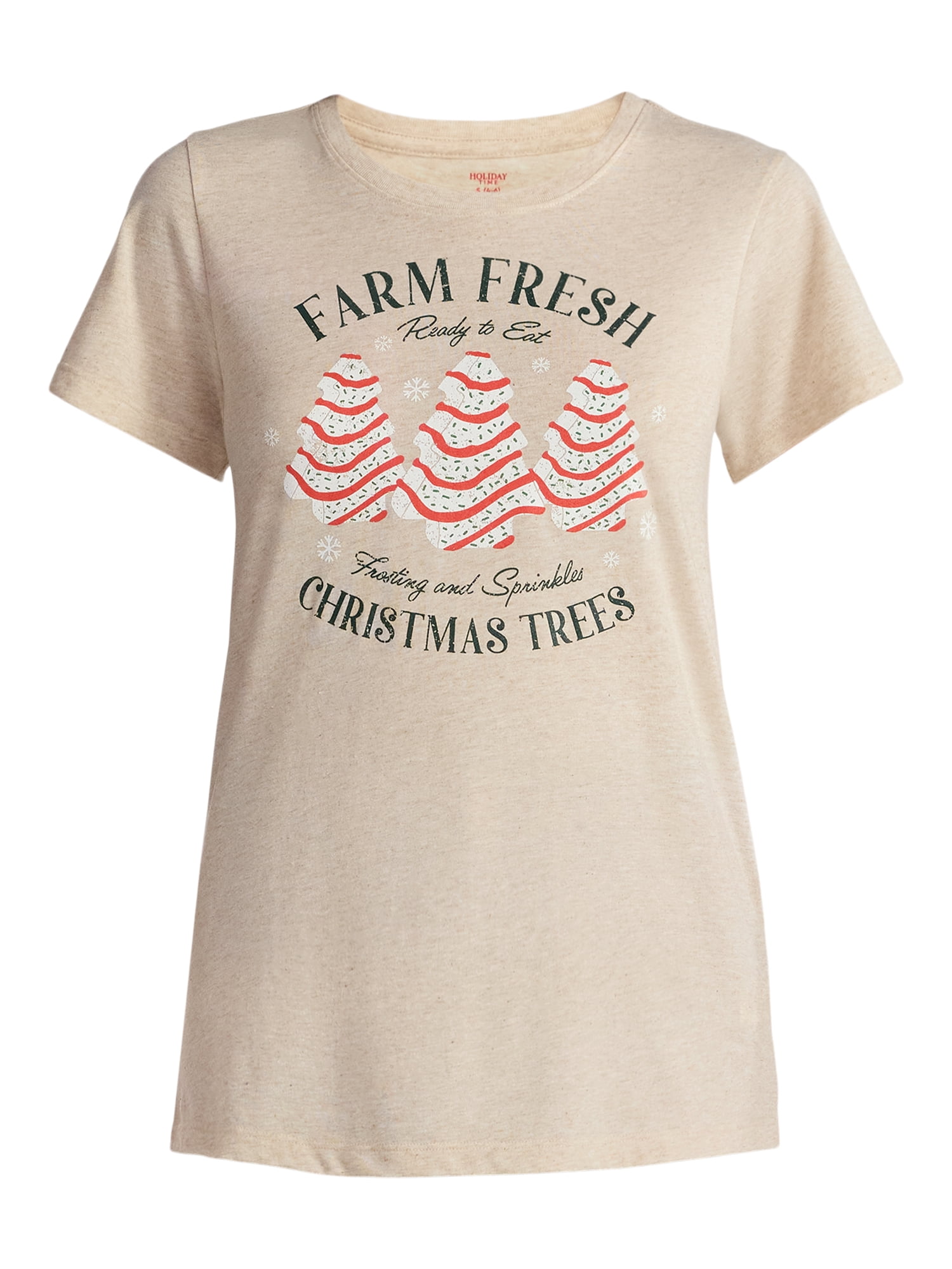 Christmas Women's Sprinkle Trees Graphic Tee from Holiday Time, Sizes S-XXXL